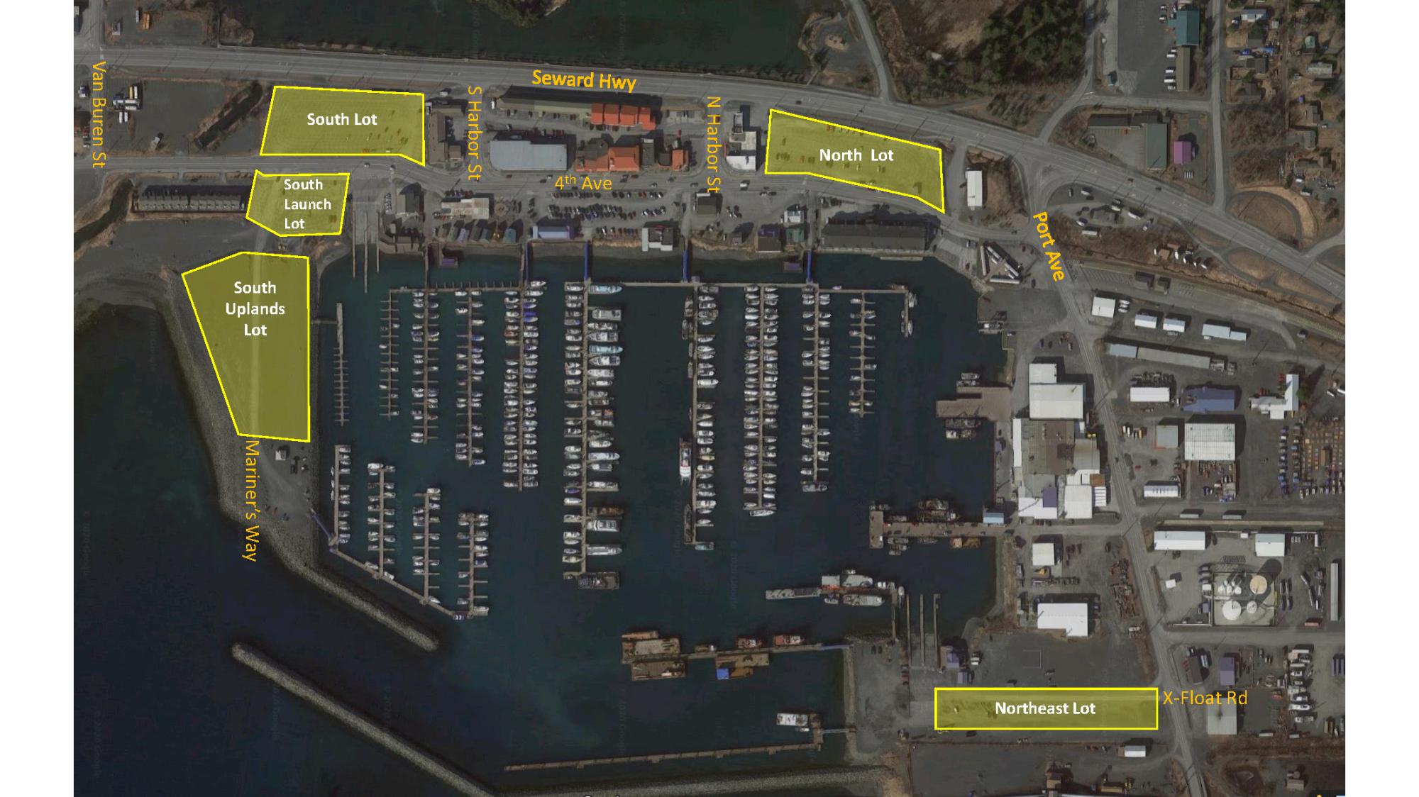 Satellite View of Seward Municipal Parking